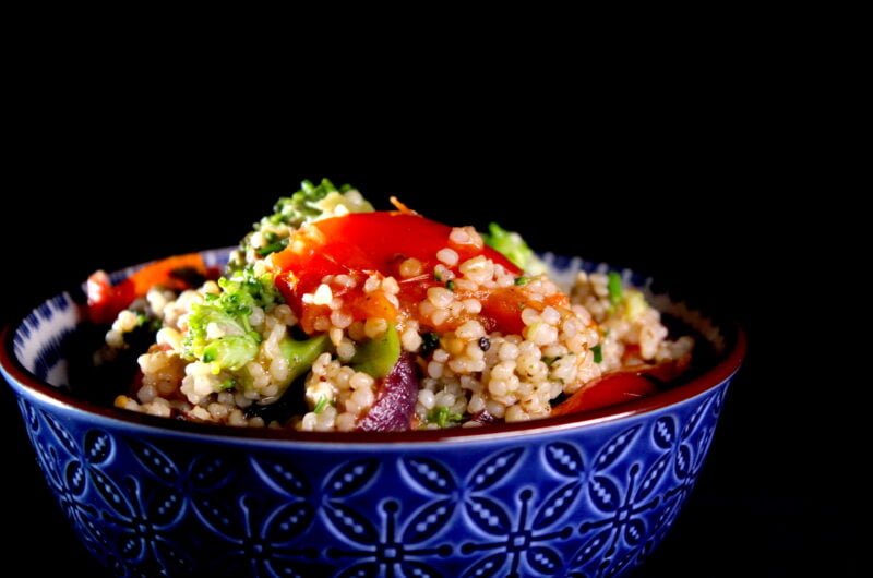 Vegetables, barley and za'atar in the mix