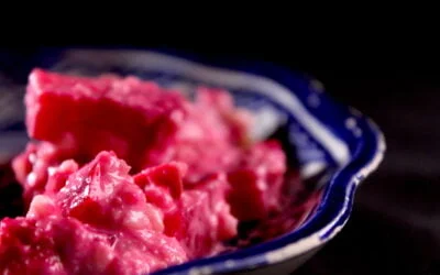 Roasted beetroot with horseradish-almond sauce