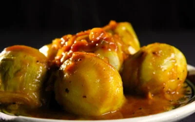 Artichoke hearts with (pickled) lemon and vegan honey