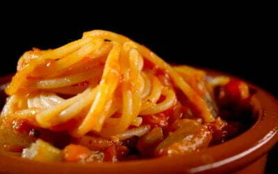 Pasta with soft celery tomato sauce