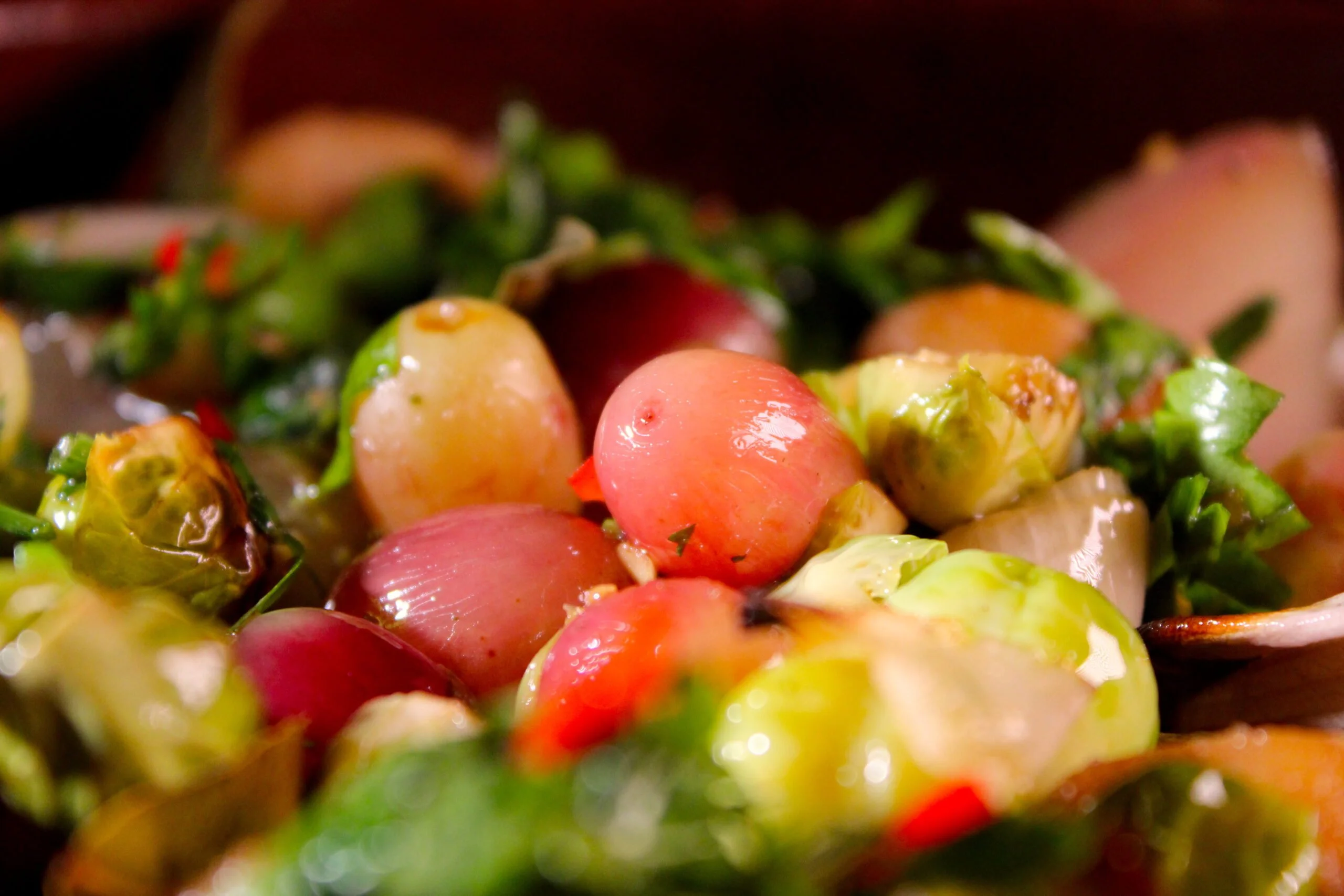 Brussels sprouts with red grapes and sherry