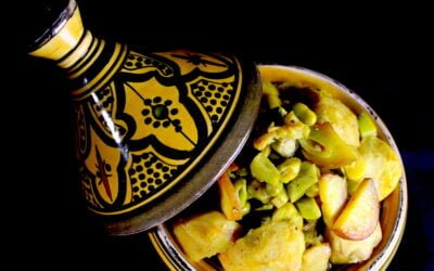 Tagine with broad beans, artichoke and broccoli