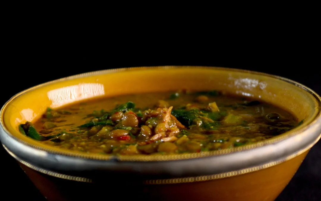 Hearty lentils and chard soup
