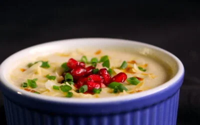 Creamy garlic almond soup