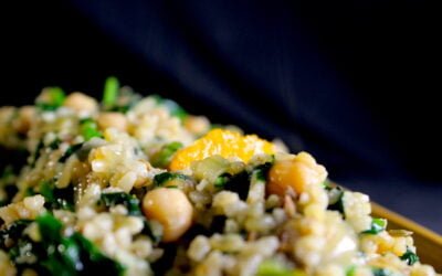Bulgur with spinach, chickpeas, fennel seed and orange zest