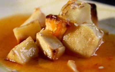 Pastinaak in sinaasappel-harissasiroop