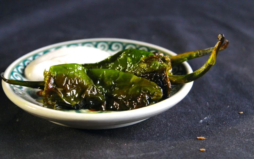Pimientos de Padron with tahini sauce