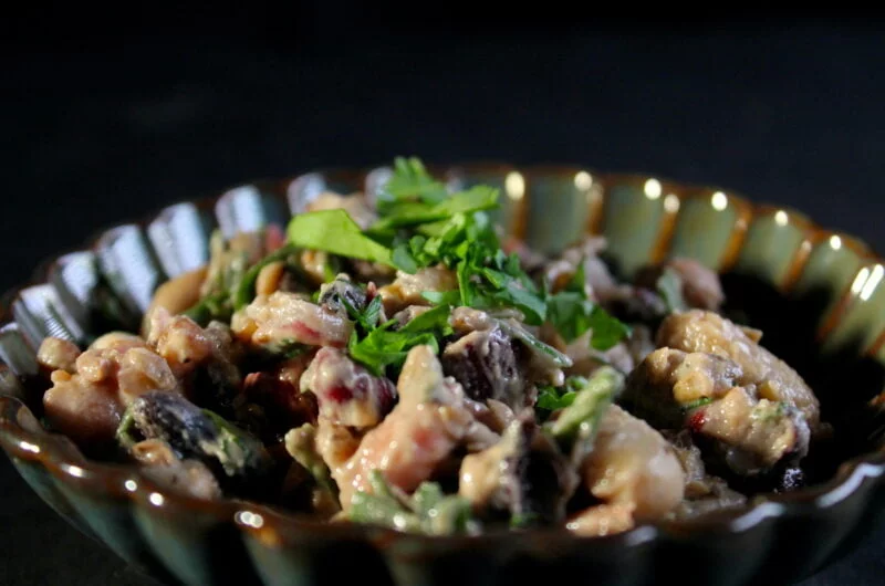Bean tomato salad in tahini dressing