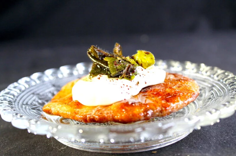 Flatbread with yogurt and fresh za'atar oil