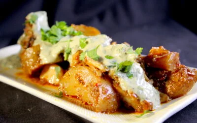 Artisjokken en aardappels uit de oven met basilicumroom