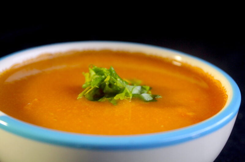 Pumpkin soup with ginger (syrup) and coconut milk