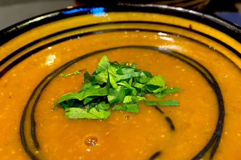 Eggplant soup with pickled lemon and black tahina