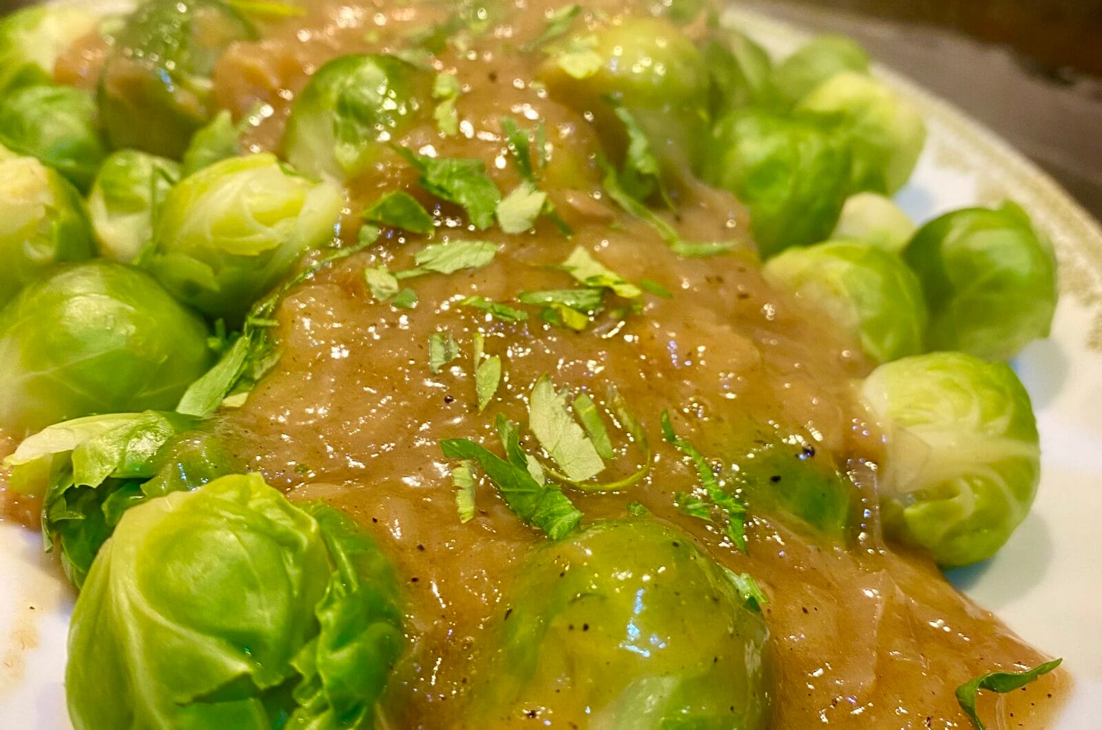 Brussels sprouts in a shallot sherry sauce