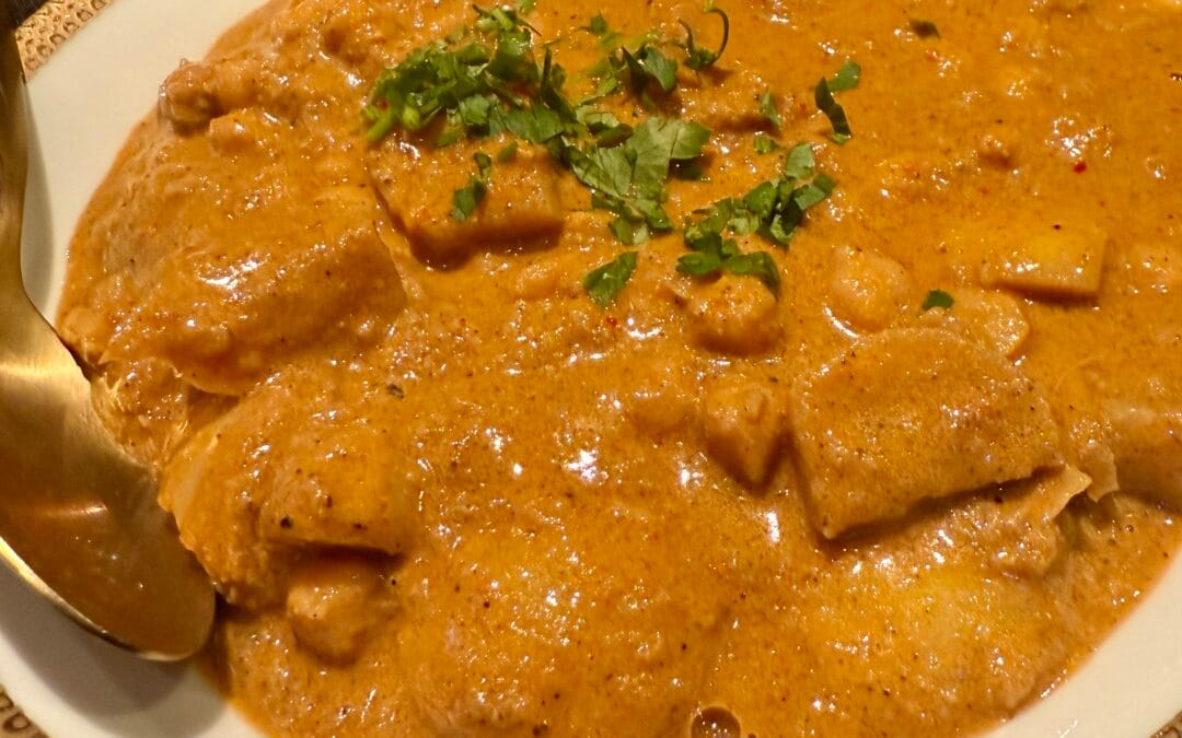 Turnip in tahina sauce with chickpeas, cumin, coriander seeds and smoked paprika
