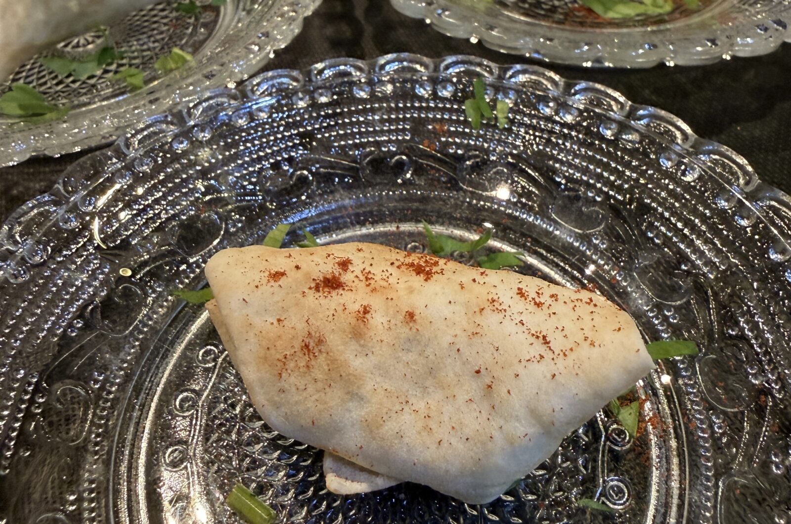 Delicious starter of wrap with cauliflower and tahina  