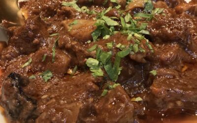 Spicy warming stew of celeriac in thick tomato sauce